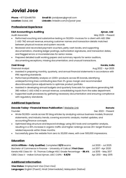 Red Accent Resume