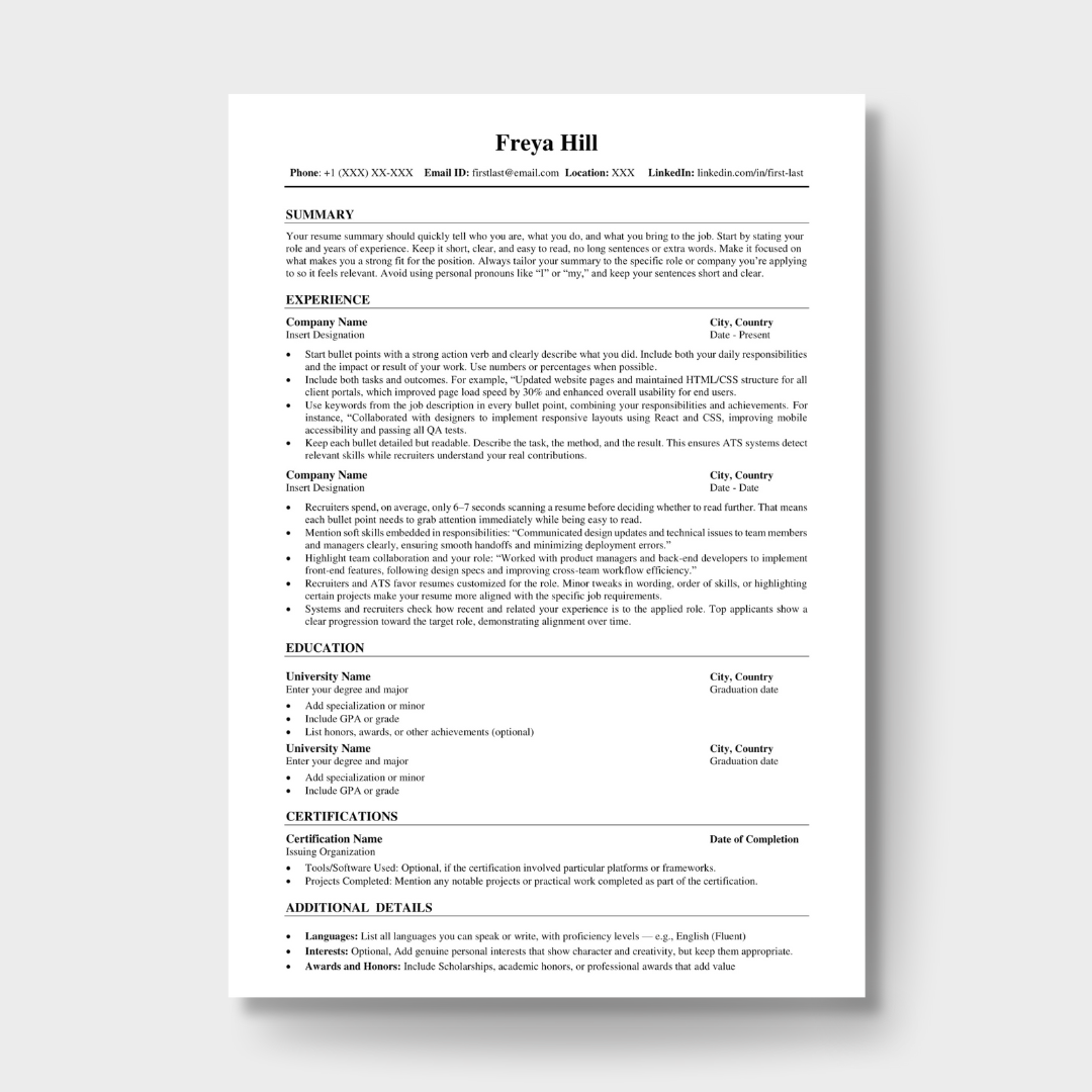 Corporate Resume Template